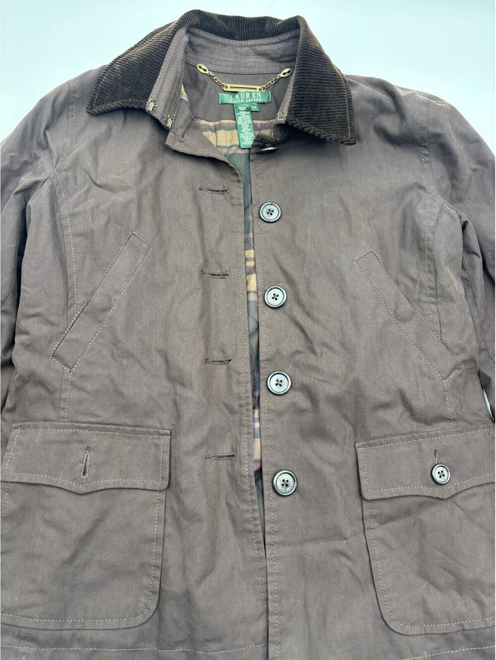 Ralph Lauren Jacket - Women P/P  Brown Button Up Pockets Cotton Petite XS